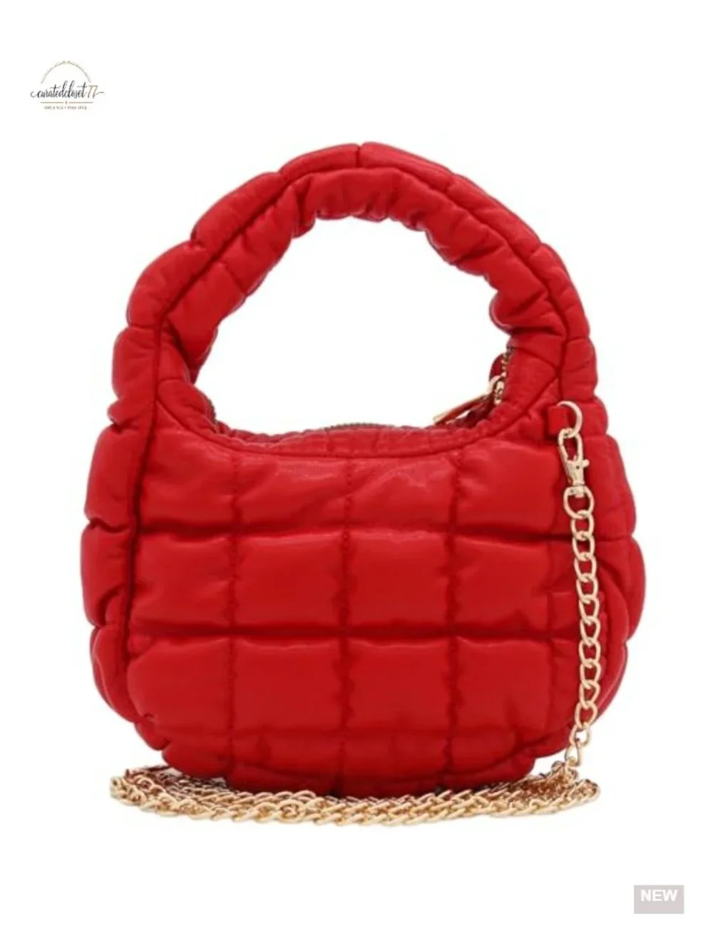 Mini Quilted Soft PU Leather Crescent Puffer Crossbody Evening Bag